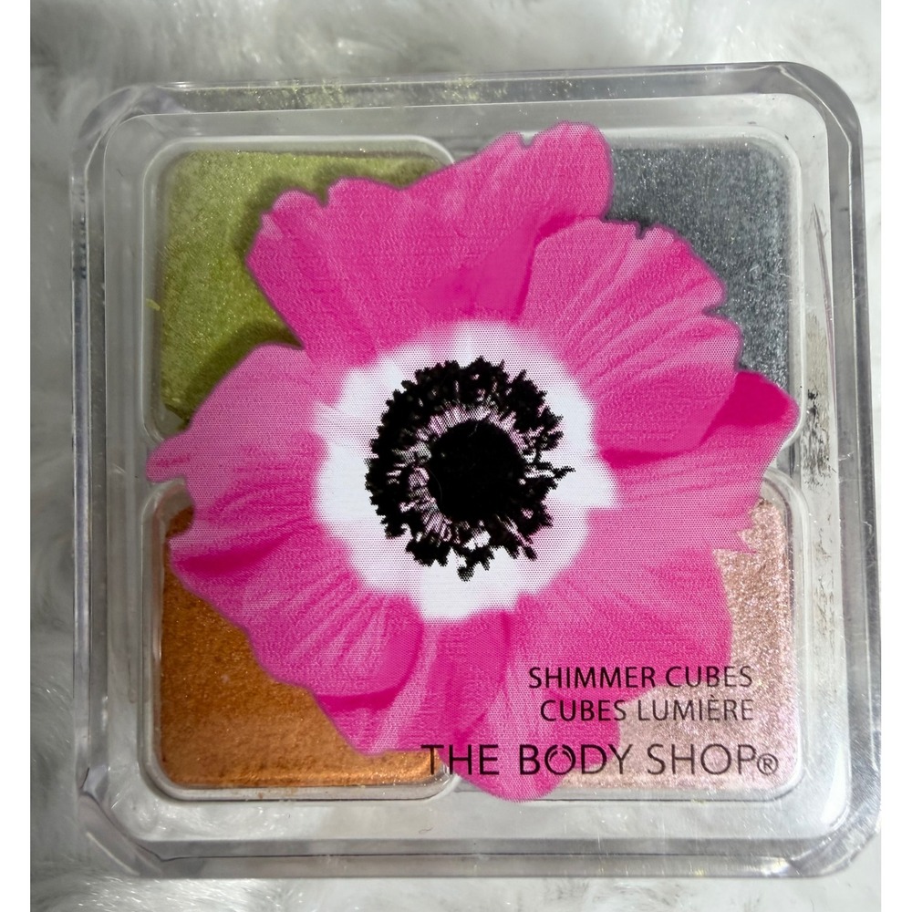 The Body Shop Shimmer Cubes Palette 32 Eyeshadow Peach Green Grey Pink 4x3.5 NEW